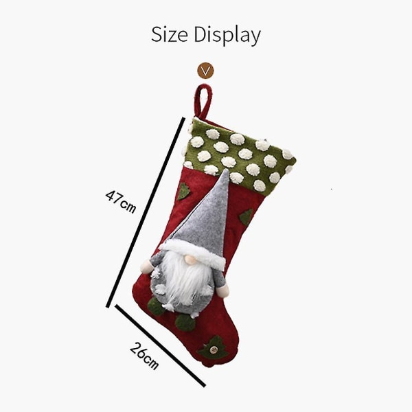 Julestrømpe 3-pakning, 3d Gnomes Santa Julestrømper til familiens julepynt