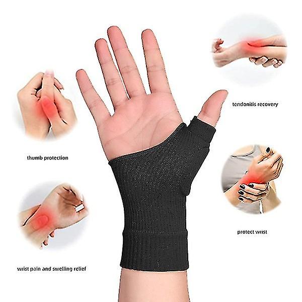 Compression Gloves For Thumb And Wrist Support 1 Pair Black