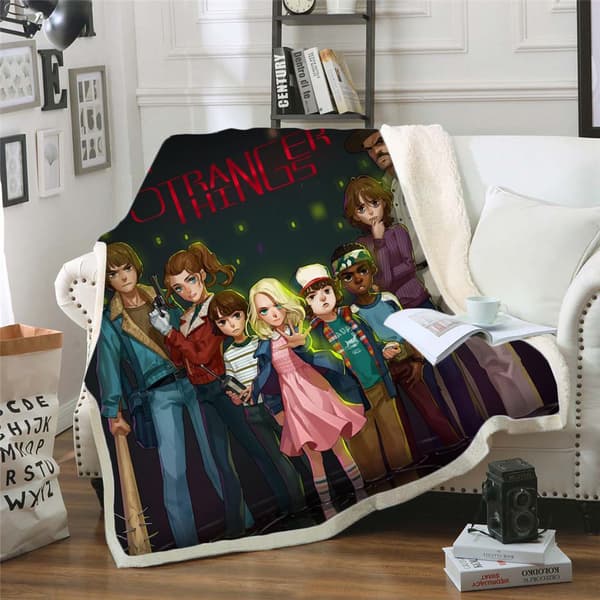 Stranger Things 3D-printet uldtæppe, flannel, 70*100 3