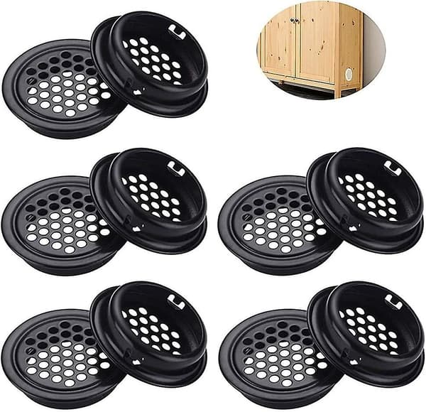 10 Stk. Rund Ventilationsrist i Rustfrit Stål Ventilationsrist i Rustfrit Stål Rund Ventilationsrist i Rustfrit Stål 10 Stk. Sort Ventila