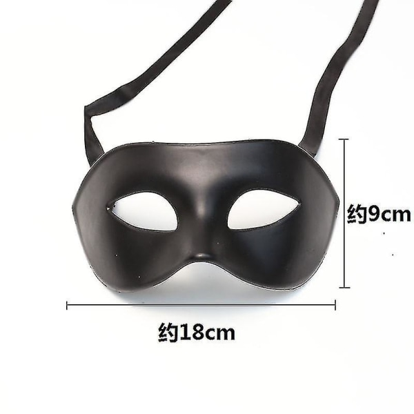 2023 Ny 2* mænds maske sort mat venetiansk maske i klassisk stil, maskerade, burlesk boldfest (sort One Size)