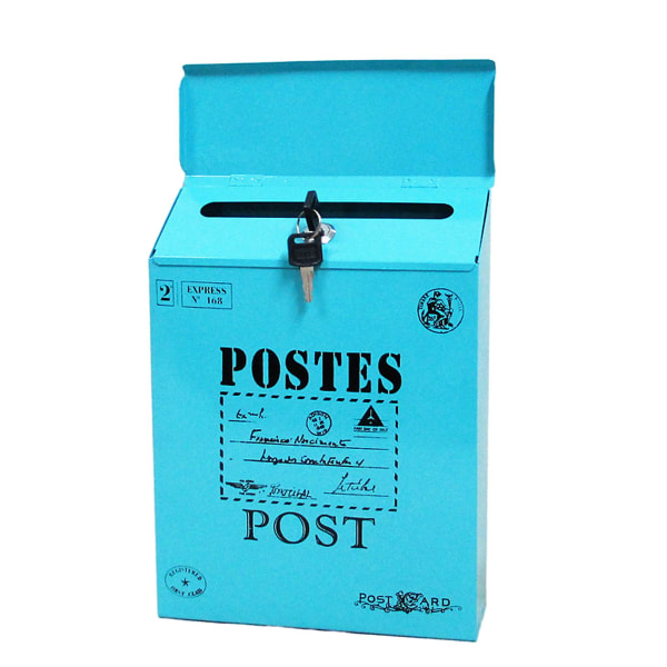 Postkasse Forslagsboks Rustik stil Vægmonteret med Låsning Sikker Vibrant Color Workplace Feedback Box Blue A
