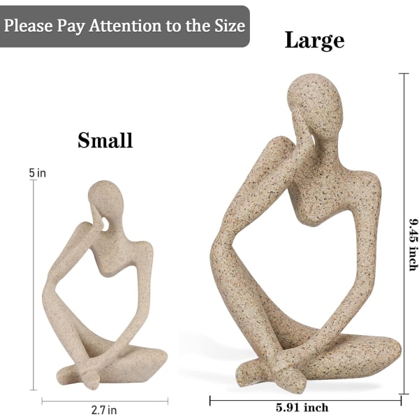 Sandstein Resin Tenker Stil Abstrakt Skulptur Statue Samleobjekter Figurer Hjemmekontor Bokhylle Skrivebordsdekor (Liten Sandstein, Venstre)