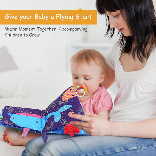 Babytøjsbøger, 2stk stille bog til babyer, sanselegetøj til babyer, 3d stof halespil Aktivitetsbøger til småbørn