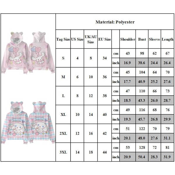 Hettegenser med Cinnamoroll-motiv for kvinner og jenter A 3XL