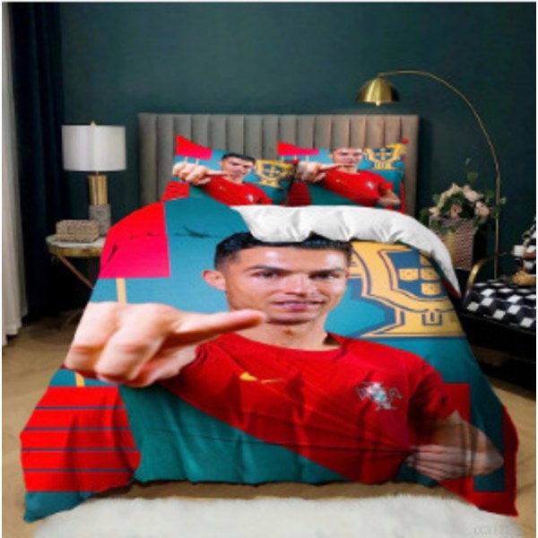 Messi 3D digitaltrykk tredelt sett dynetrekk sengetøy putevar