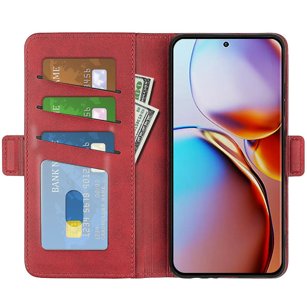 For Motorola Moto X40 5g/edge 40 Pro 5g/edge+ (2023) Pung Læder Telefon Cover Kalv Tekstur Telefon Stativ Etui Red