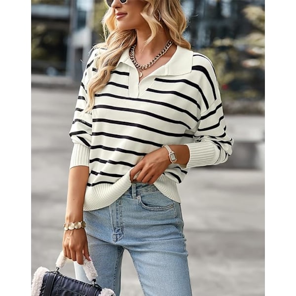 Naisten Cardigan-paita, raidallinen pitkähihainen syksy-talvi streetwear A-black XL