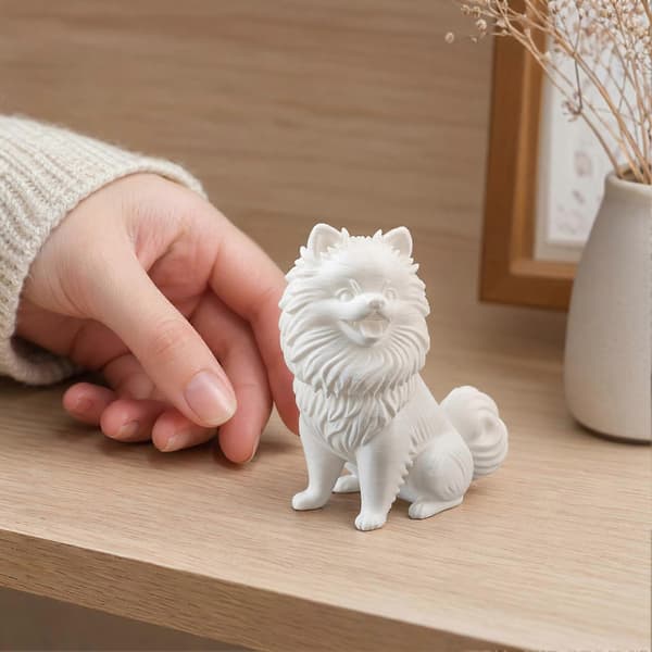 Mini 3D-printad hundstaty för kreativ heminredning