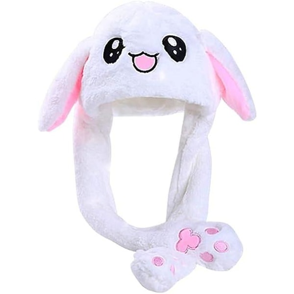 Pehmo Bunny Rabbit -hattu liikkuvilla korvilla Anime Cosplay -asujuhlalahjapäähineet naisille Valkoinen
