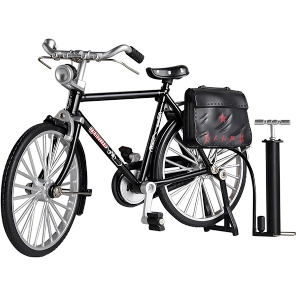 Cykel DIY-modell i skala, 51 delar 1:10 Simuleringsmodell i retro-legering, Mini-modell i järnkonst med pump och portfölj, Bordsprydnad