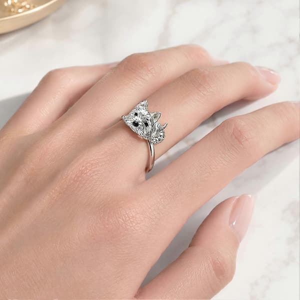 Valp Rhinestone Ring – Håndgravert Legering – for Hundelskere Smykkegave 1pc