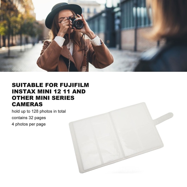 128 fickor fotoalbum för Fujifilm Instax Mini 12 11 direktbildskamera album sidor kort samlare vintage bilder album White Wave