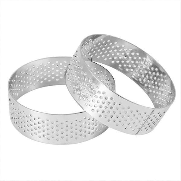 16-pack 6 cm cirkulära tårtringar dessert rostfritt stål perforering