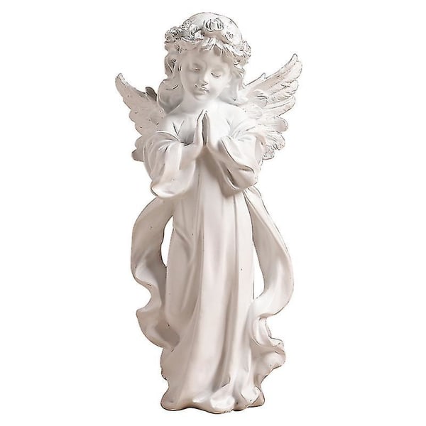 Praying Angel Staty Ornament Religious Art Resin Söt Andlig komfort Dekoration Heminredning för L