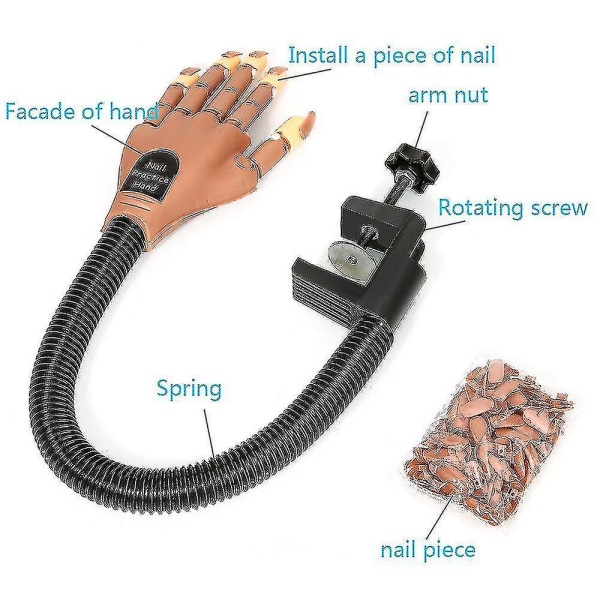 Nail Art Justerbar Training & Practice Geltips Modell Hånd - Brun