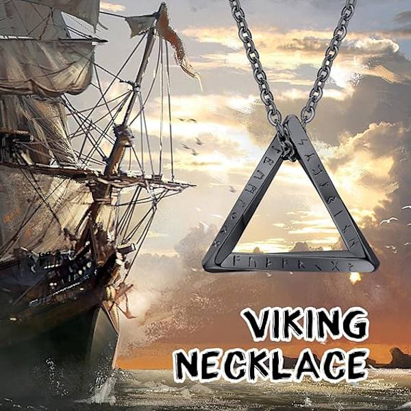 Mænd Halskæde Viking Mobius Vedhæng Trekant Halskæder Nordisk Kultur med 60cm Kæde Rustfrit Stål Smykker Gave til Mænd Kvinder Par