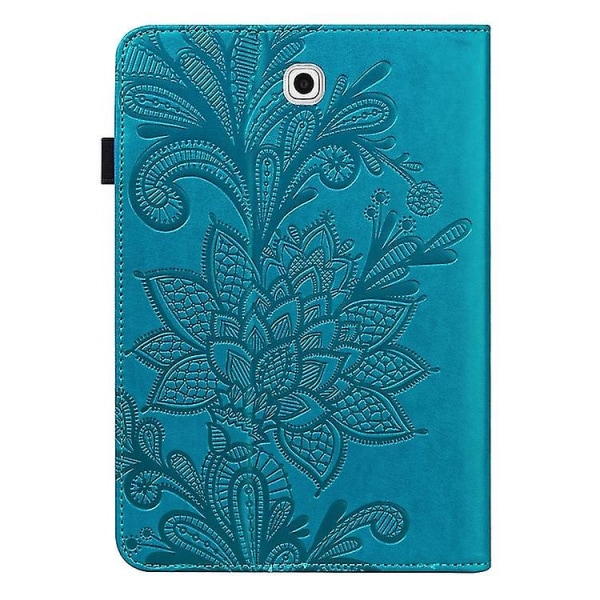 For Samsung Galaxy Tab S2 9.7 T810/t815 Blonde Blomsterpregemønster Horisontal Flip-lærveske med holder og kortspor og lommebok og fotoramme Blue