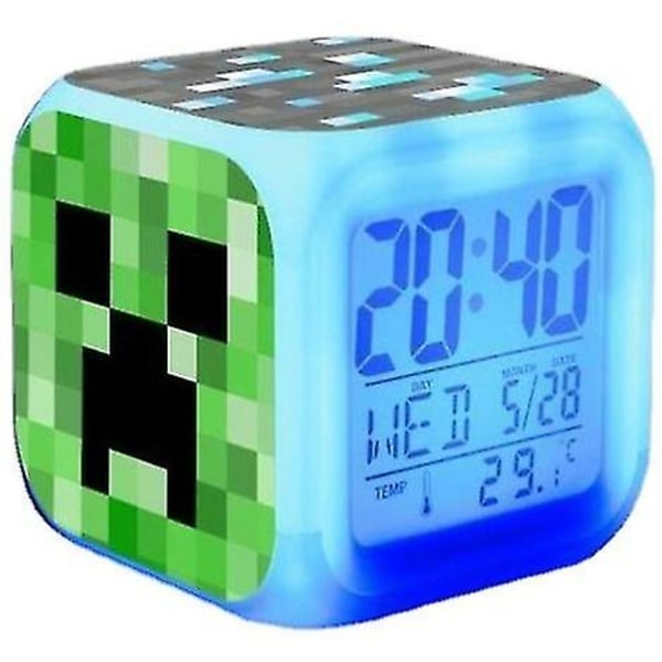 Minecraft Färgförändrande Kvartsväckarklocka LED Nattlampa Födelsedagspresent Present?