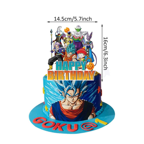 Dragon Ball -aiheiset syntymäpäiväjuhlatarvikkeet, mukaan lukien banneriilmapallosarja Cake Cupcake Toppers set