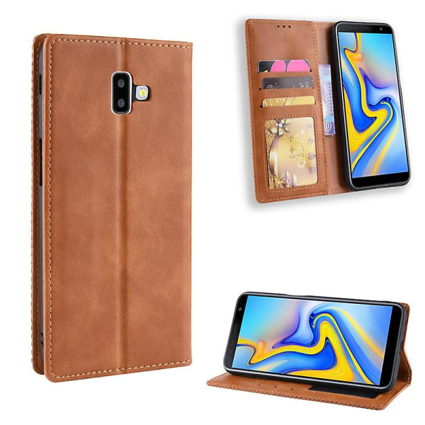 Flip- case för Samsung Galaxy J6 Plus phone case Brown