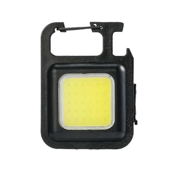 USB oppladbar nøkkelringlampe Mini COB lommelykt flaskeåpner