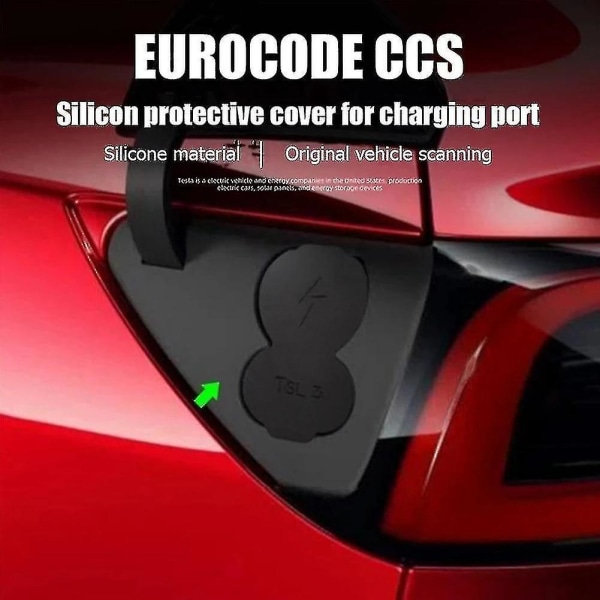 1 stk billaderdeksel for Tesla Model 3 Ccs Eu Vanntett anti-støv silikon Ladeport Beskyttelsesdeksel Biltilbehør EU black