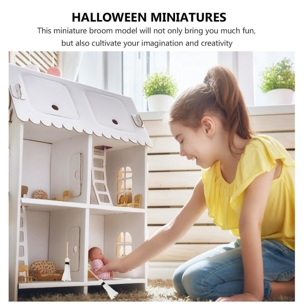 10 stk pyntet tilbehør Halloween miniatyrer Heksekost Liten kost Miniatyrkost Heksekost