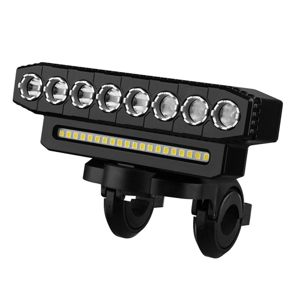 LED-sykkelhodelykt LED-lysstang med 130DB Bell-sykkelfrontlys Power Bank USB-ladesykkeltilbehør, stil 1 Black