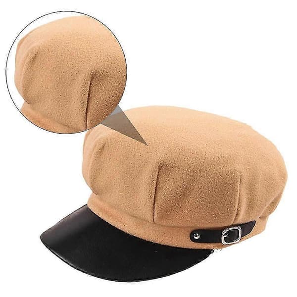 Dame ottekantet baret, blød polyesterfiber, moderigtig newsboy-stil til forår, efterår, vinter, 1 sæt