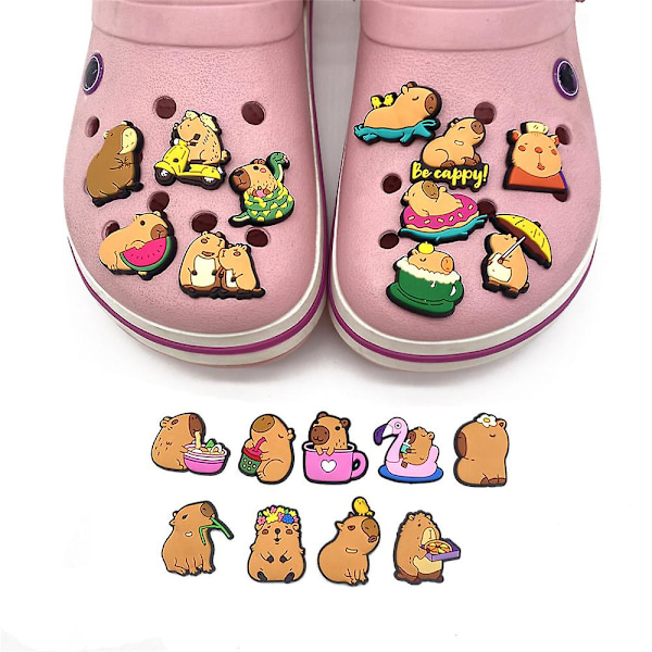 20 pakker Jibbitz Charms for Crocs Clog Capybara Cute Cartoon Shoe Decoration Accessories