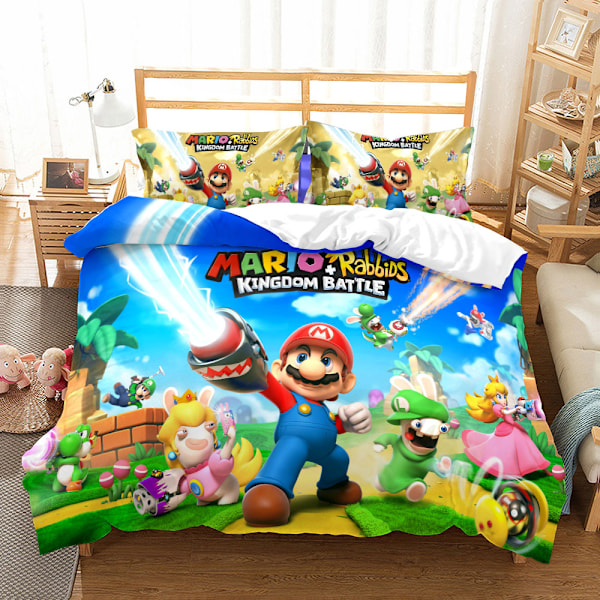 25 nye tegneserie Mario digitaltryk tre-delt sengetøjssæt