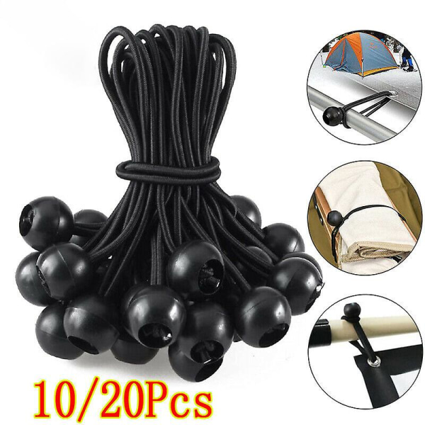 10 st/20 st plastboll, hög elastisk rep, rem, studsmatta, tältbagage, elastisk rep, rem, boll, svart 20PCS