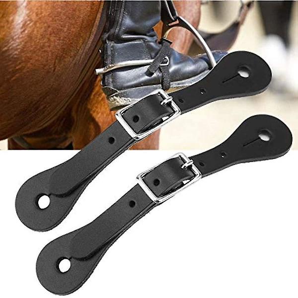 Zerodis Spur Strap 1 par håndlavet læder ridestøvle rem cowboy outfit støvler (sort)