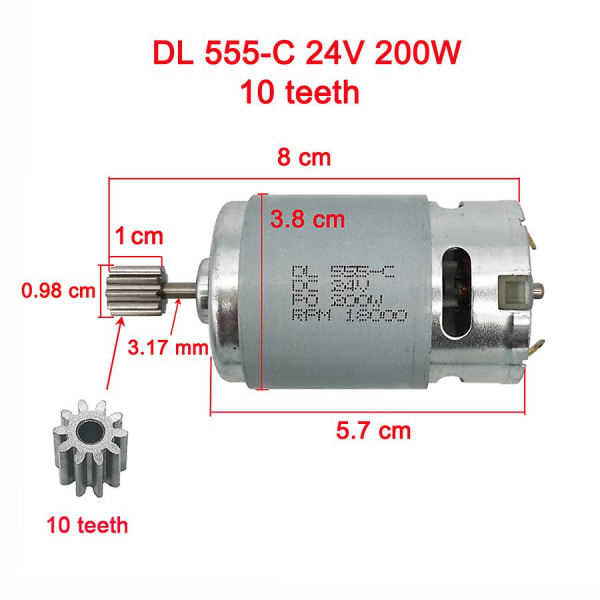 Elektrisk børnebil 24V 200W motor, højhastigheds højtydende motor 555 24V 30000rpm til børns køretøj A 555 24V 30000