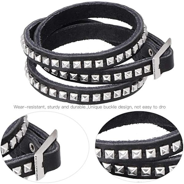 Punk Armband, 2 ställbara nitar läderarmband, Punk Rock breda armband, Hip Hop armband för män kvinnor