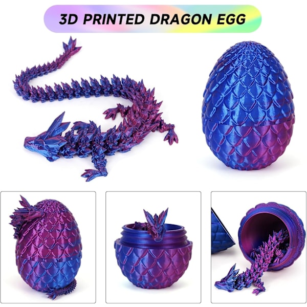 3D-trykt drage med drageegg, drageleker påskekurvfyll, 3D drage dinosaur egg skrivebordsleker, dekorative påskeeggfyll påskegaver