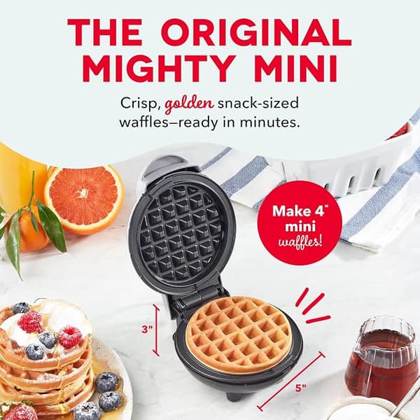 Mini Waffle Maker, Compact Non-Stick Breakfast Sandwich Maker for Waffles, Pancakes, Hash Browns and Quick Snacks, 220V sliver