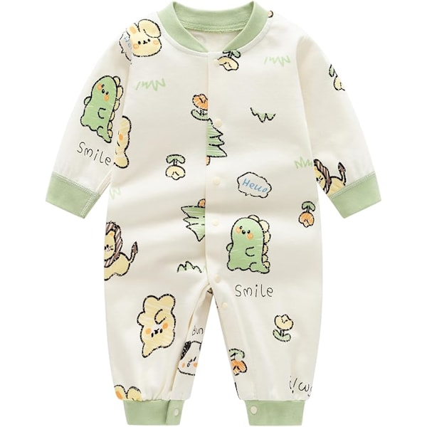 Nyfödda babypojkar flickor bomull romper pyjamas sovdress tecknad film outfits Dinosaur 6-9months