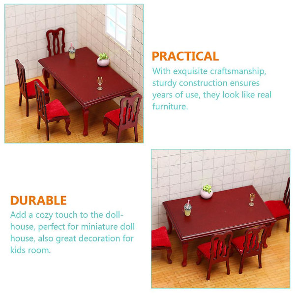 1 Set Miniature Kitchen Table Chairs Toys Wooden Dollhouse Furniture Miniature Toys