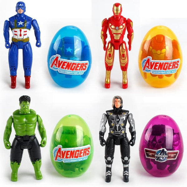 Avengers pääsiäismuna, minisupersankarilelu, pääsiäiskorin täytteitä, pääsiäisjuhlien suosikkeja, lelulahjoja lapsille, pojille ja tytöille, 4 kpl