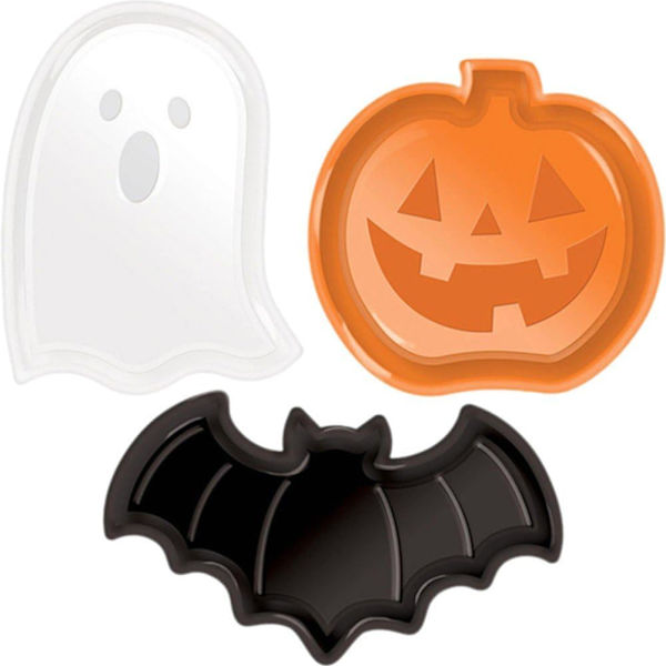 Halloween-hedelmälautaset, 3 kpl/setti, kurpitsa-aavelepakko-muotoinen juhlatarjotin, keksialusta, tarjoilualusta Halloween-juhliin