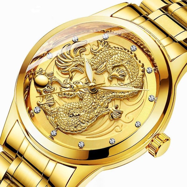 Fashion Dragon Phoenix Ur - Vandtæt Luminøs Guld Quartz Ure Ultra-tynd Stålbånd Luksus Business Lovers Håndledsur