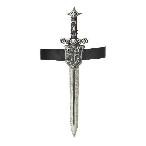 Romersk græsk middelalderlig soldateridder Herrekostume sværd med korsfarerskede Silver One Size