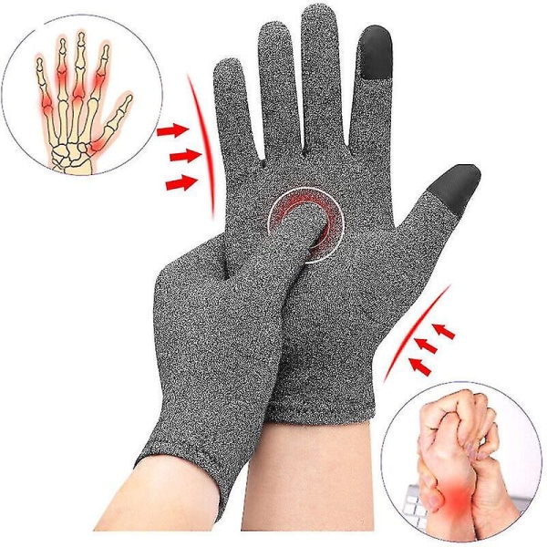 Full Compression Glove Touch Screen Finger Rheumatoid Arthritis Hand Support For(2 Pairs) L