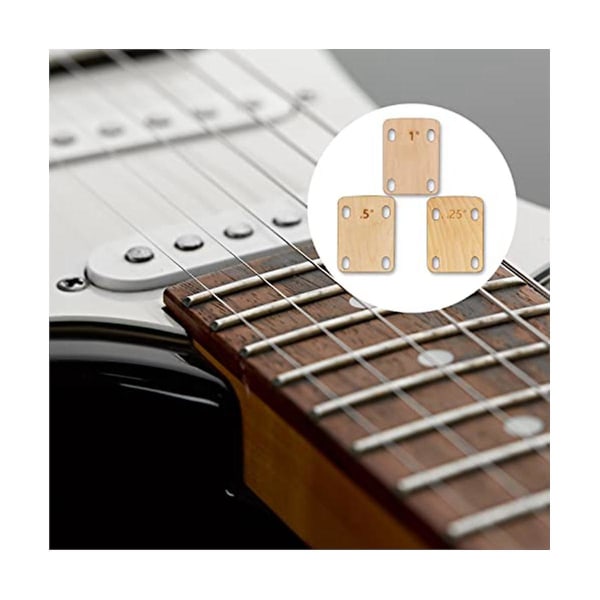 3 stk gitarhals-shims, solid lønnetre Gitarhals-shimsbeskyttelse 0,25, 0,5 og 1 grads gitarhalsplateverktøy Wood Color