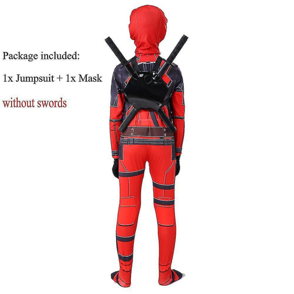 Barnekostyme for gutter, Deadpool superhelt, Halloween-fest, cosplay, kostymefest, gave 110cm