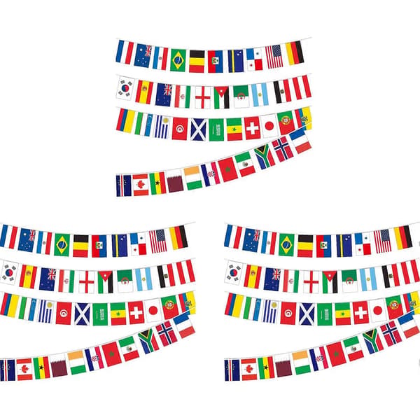 Alle 48 landenes flaggbanner 14,5m Solid håndmalt stuedekor 3pcs