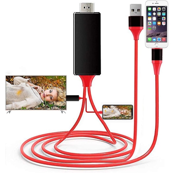 Thsidne [apple Mfi -sertifioitu] Lightning-HDMI-kaapelisovitin punainen