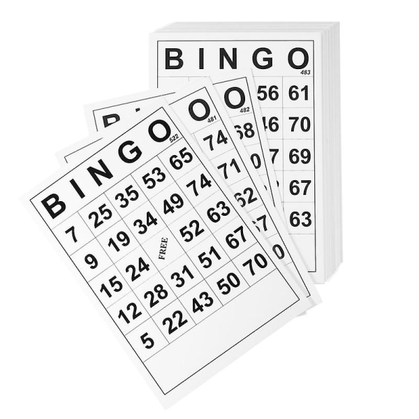 Bingokortti Bingopelikortit ainutlaatuisilla numeroilla Perheen bingopelitarvikkeet hauskaa älyllistä kehitystä varten (valkoinen)